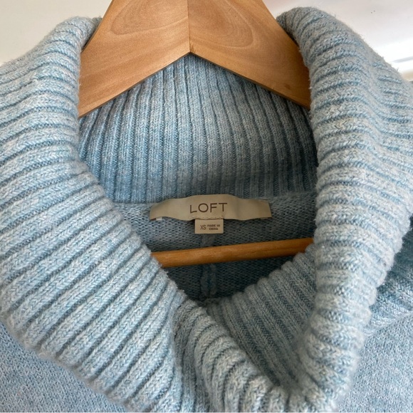 LOFT Cowl neck Blue Sweater - Picture 2 of 3